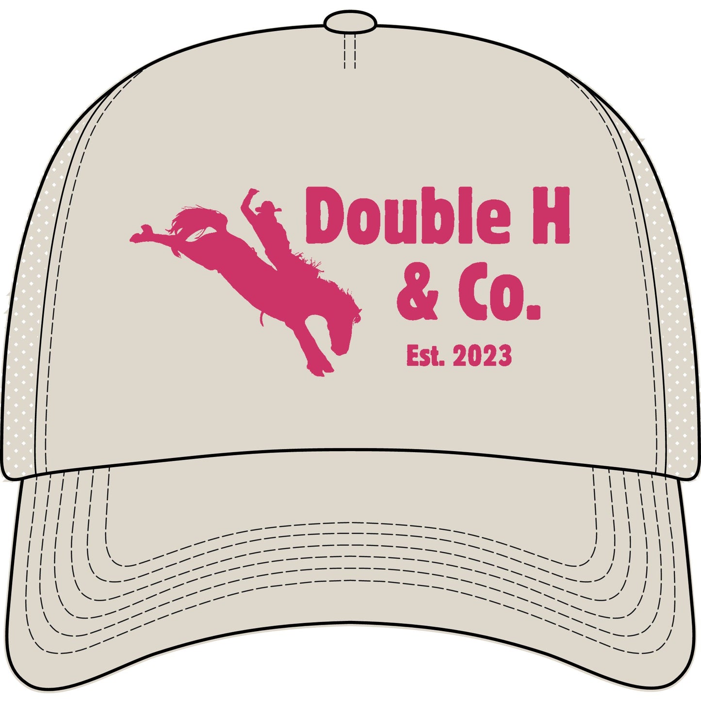 Double H & Co. Trucker Hat — Rodeo Bull Rider Logo Cap (Est. 2023)