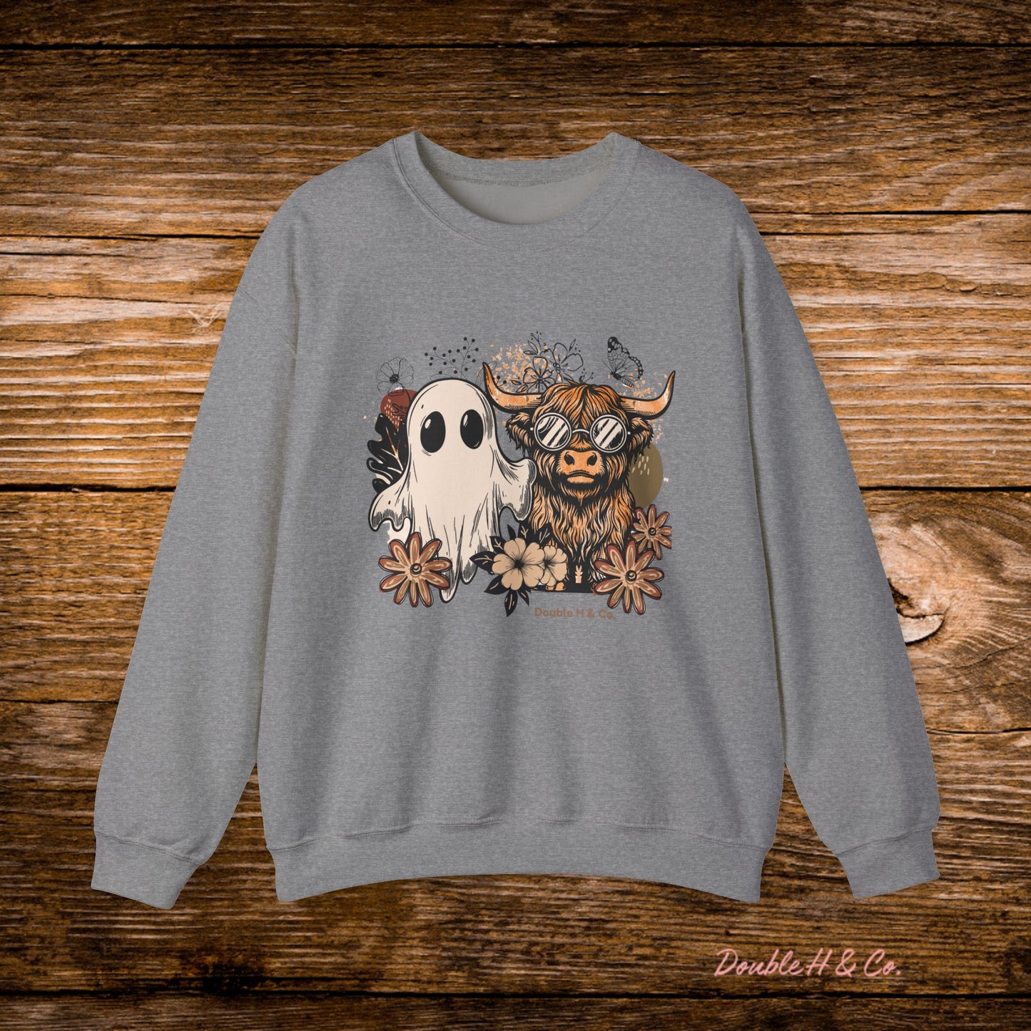 Floral Cow & Ghost Crewneck