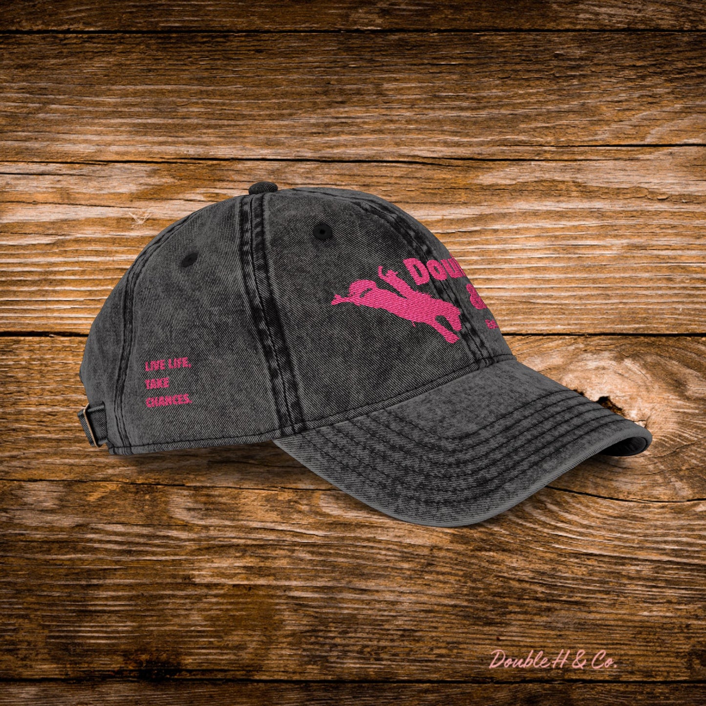 Vintage Embroidered Baseball Cap – Pink Logo
