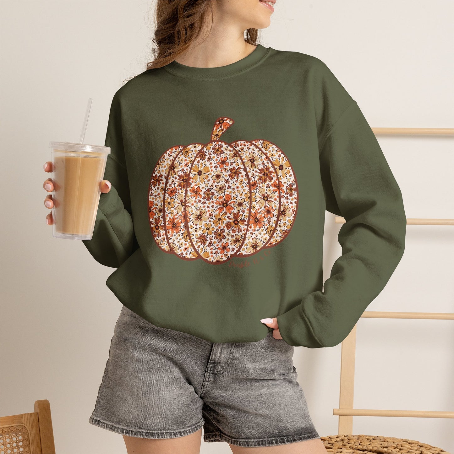Floral Pumpkin Crewneck