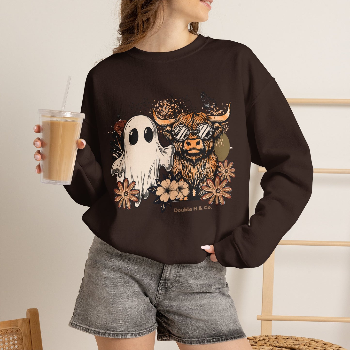 Floral Cow & Ghost Crewneck
