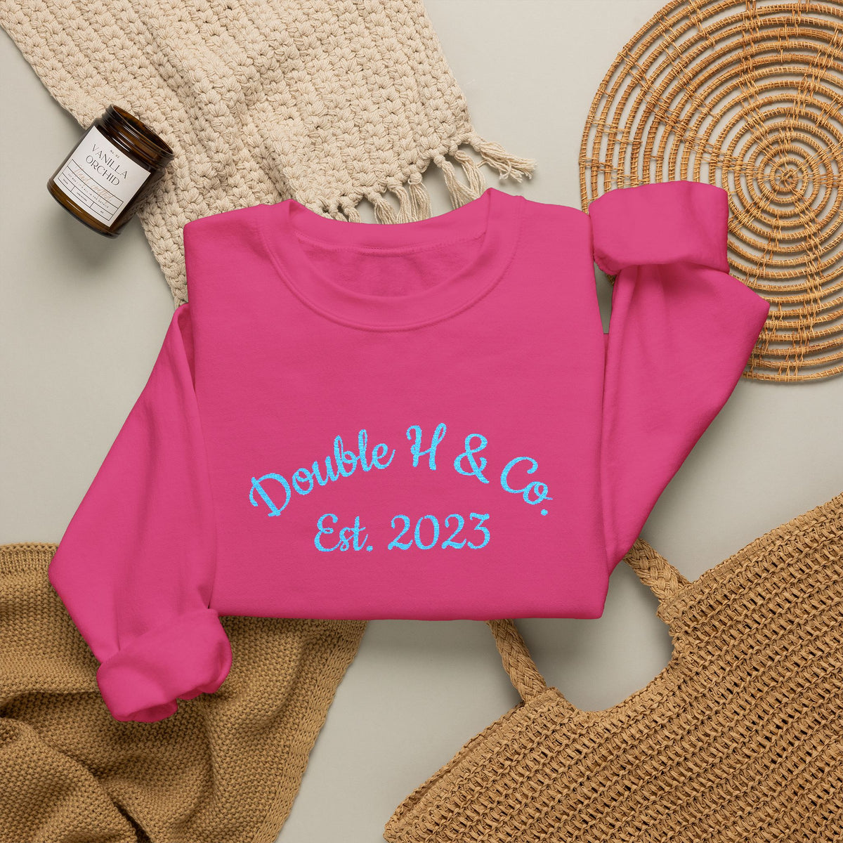 Double H & Co. Embroidered Crewneck - Turquoise
