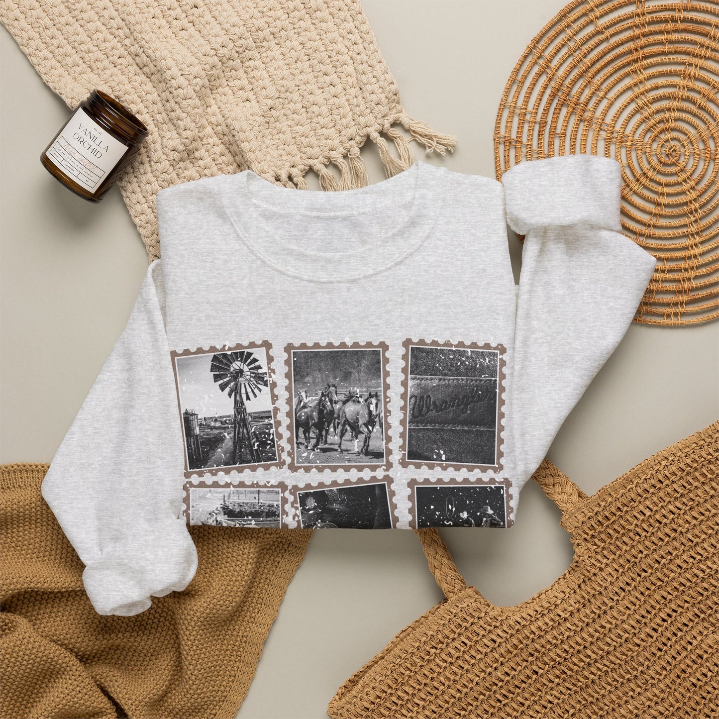 Rustic Postage Stamp Crewneck