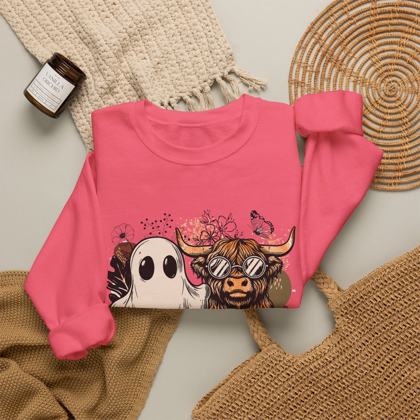 Floral Cow & Ghost Crewneck