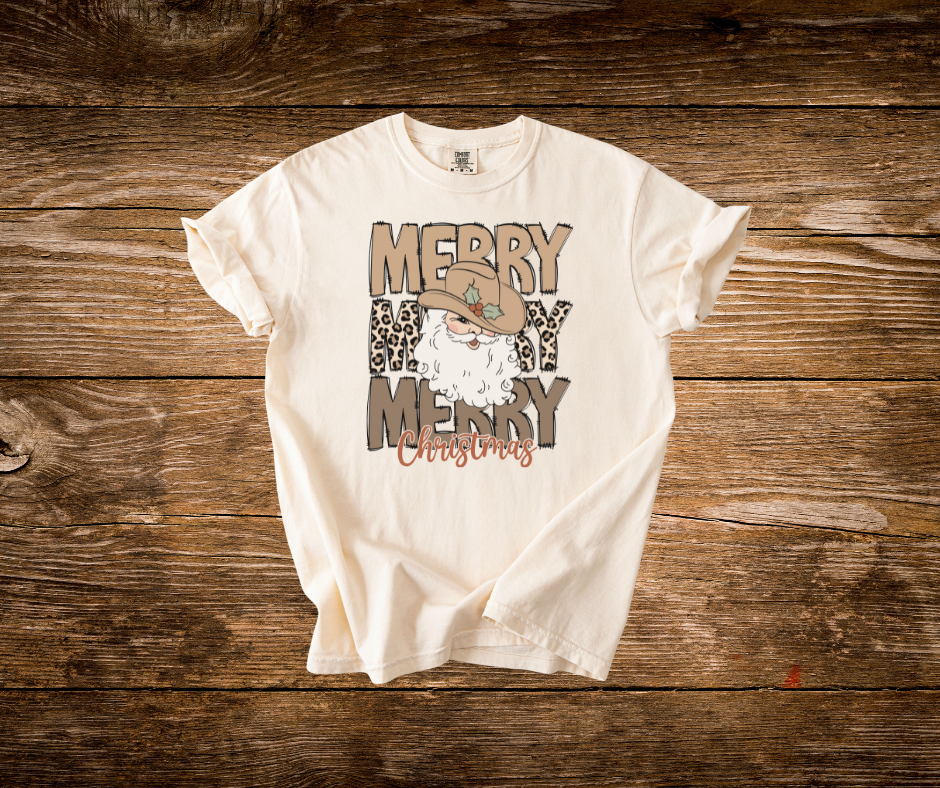Merry Cowboy Santa Tee