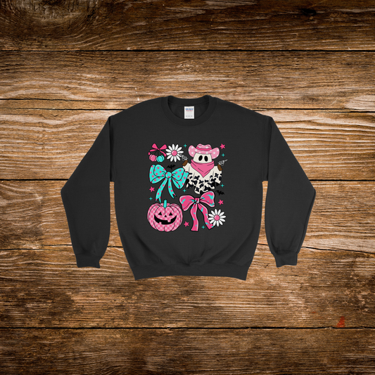 Pink Daisy Cowboy Ghost Crewneck