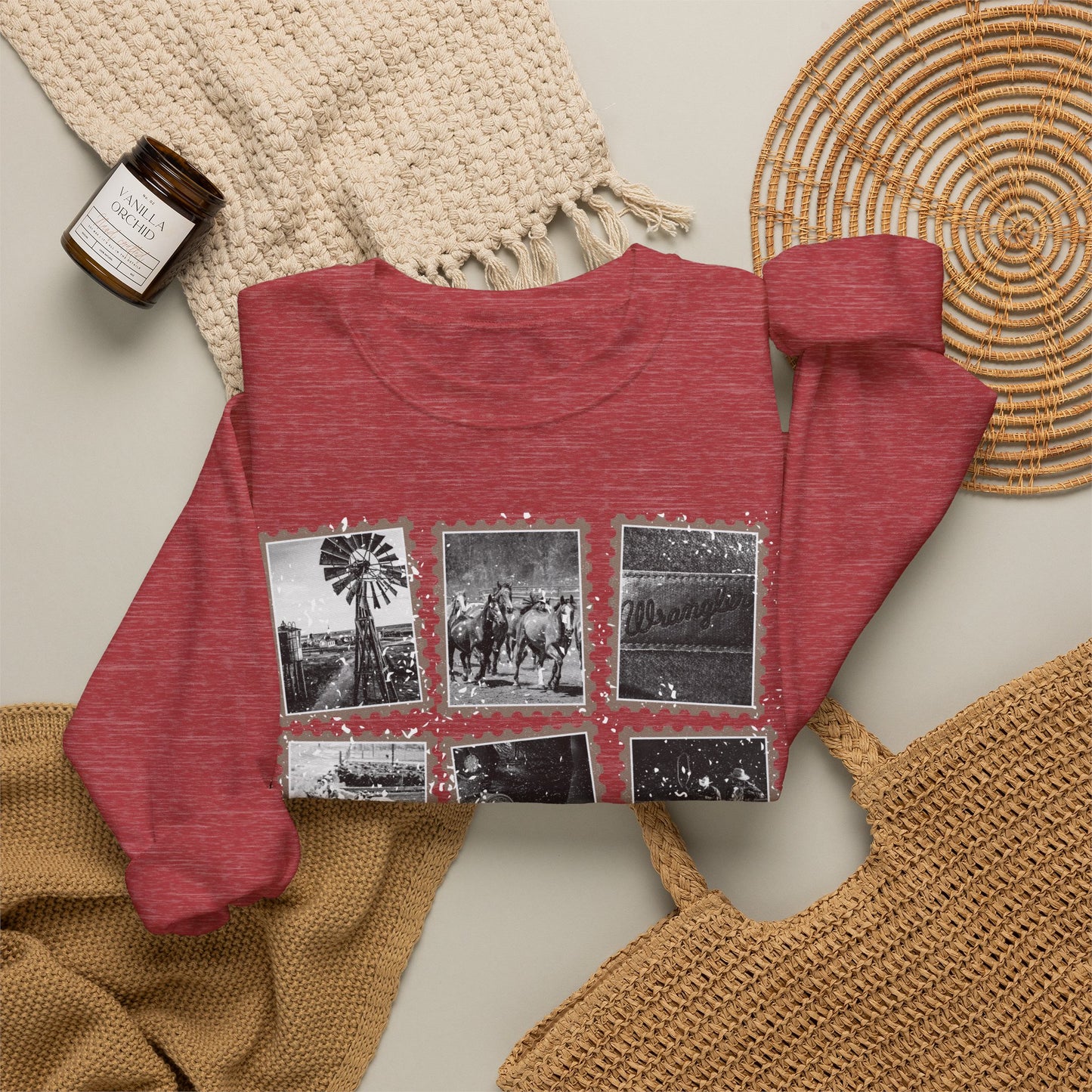 Rustic Postage Stamp Crewneck