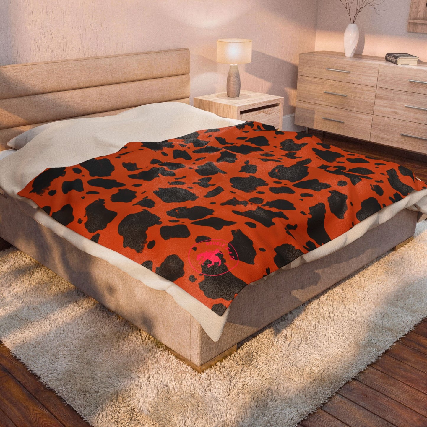 Retro Cheetah w/ Pink Logo Throw Blanket