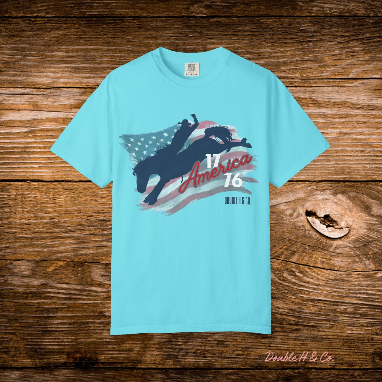 American Flag Bucking Horse Graphic Tee