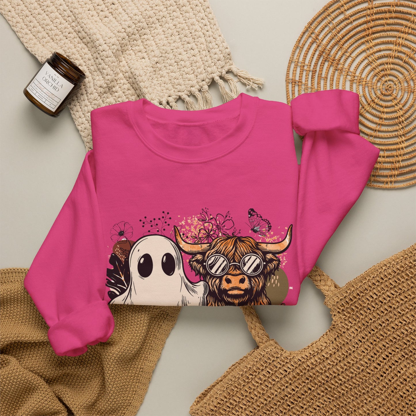 Floral Cow & Ghost Crewneck