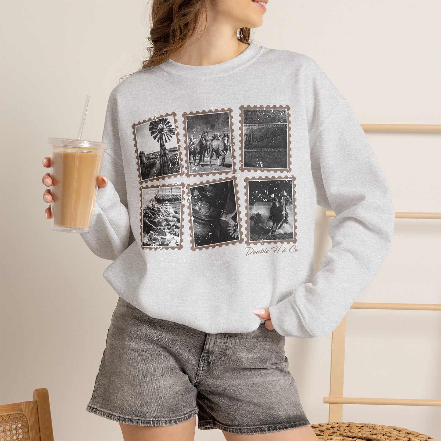 Rustic Postage Stamp Crewneck
