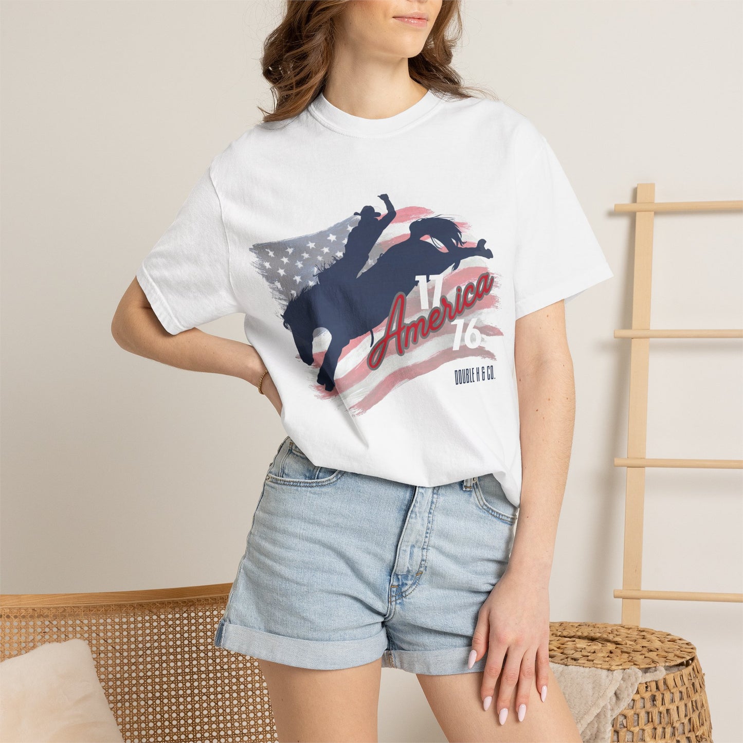 American Flag Bucking Horse Graphic Tee