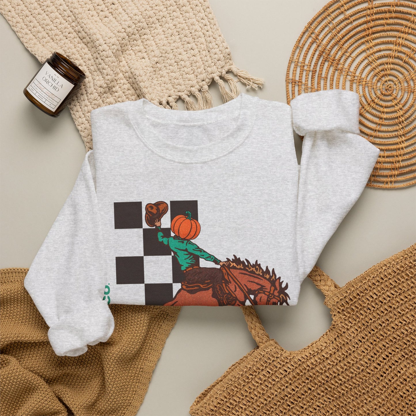 Pumpkin Bucking Horse Crewneck