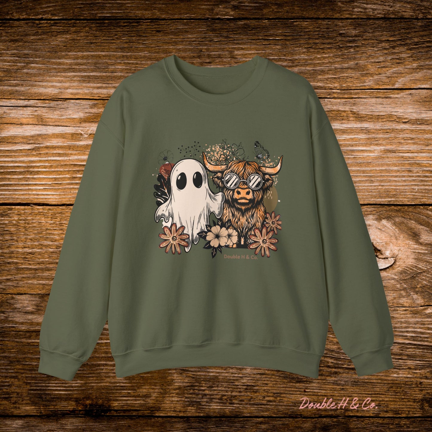Floral Cow & Ghost Crewneck