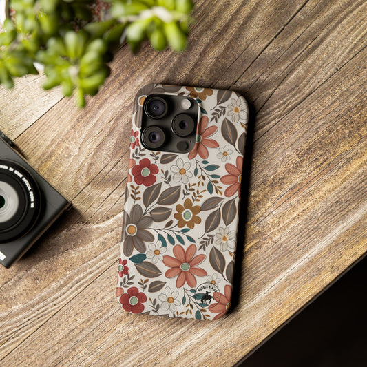 Floral Retro Slim Phone Case — Vintage Boho Flowers Pattern