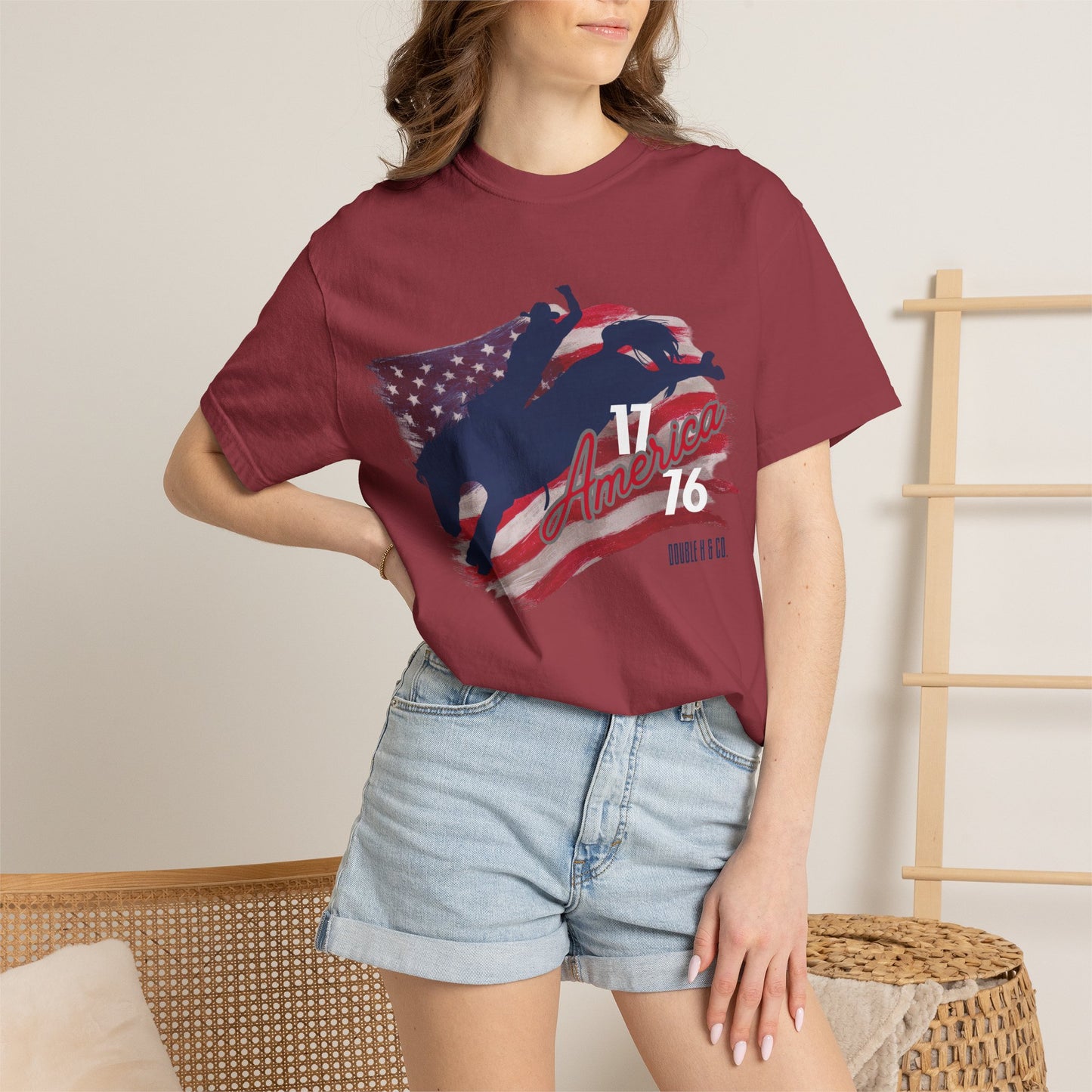 American Flag Bucking Horse Graphic Tee