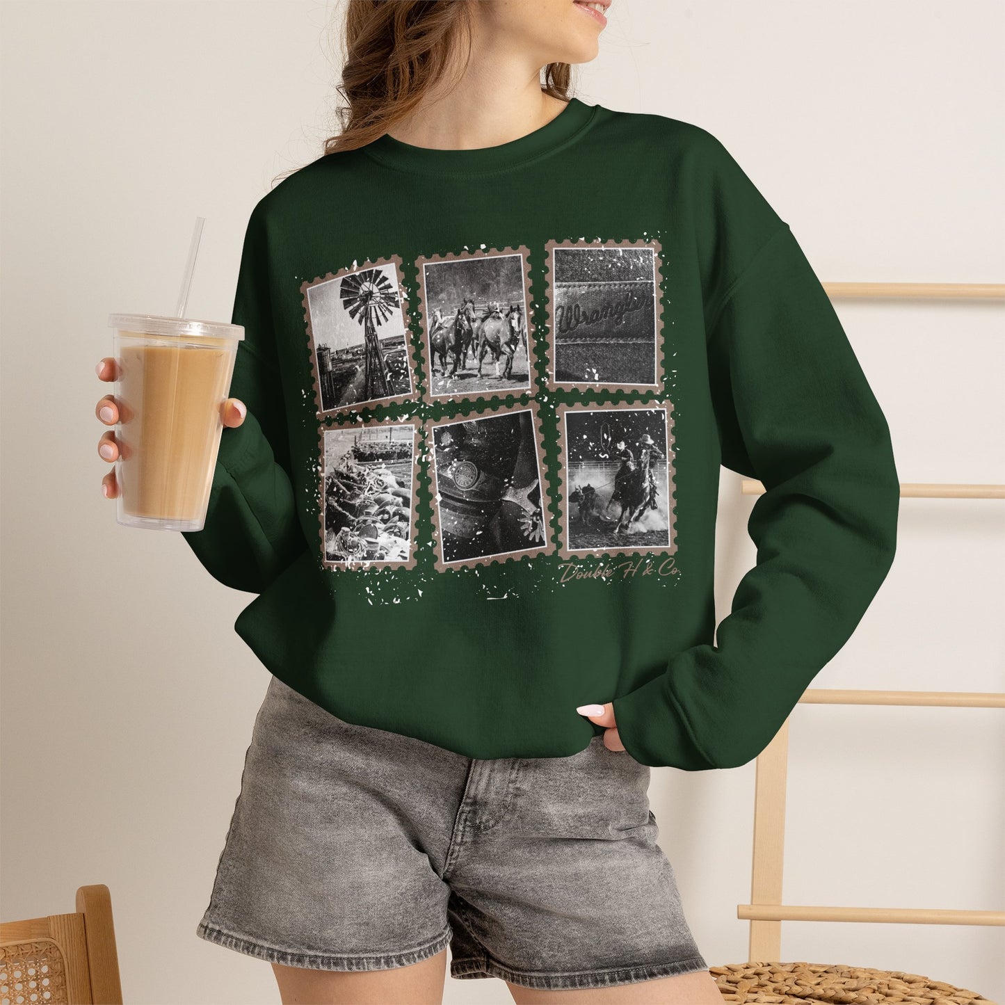 Rustic Postage Stamp Crewneck