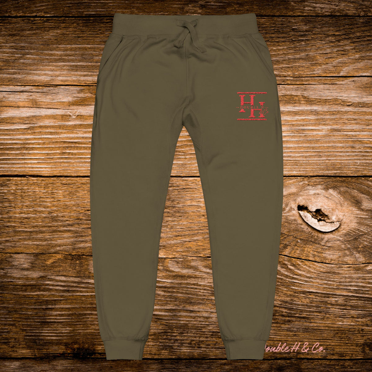 Unisex Fleece Sweatpants w/ Pink Logo - Embroidery