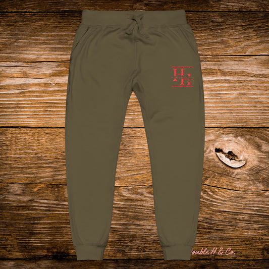 Unisex Fleece Sweatpants w/ Pink Logo - Embroidery