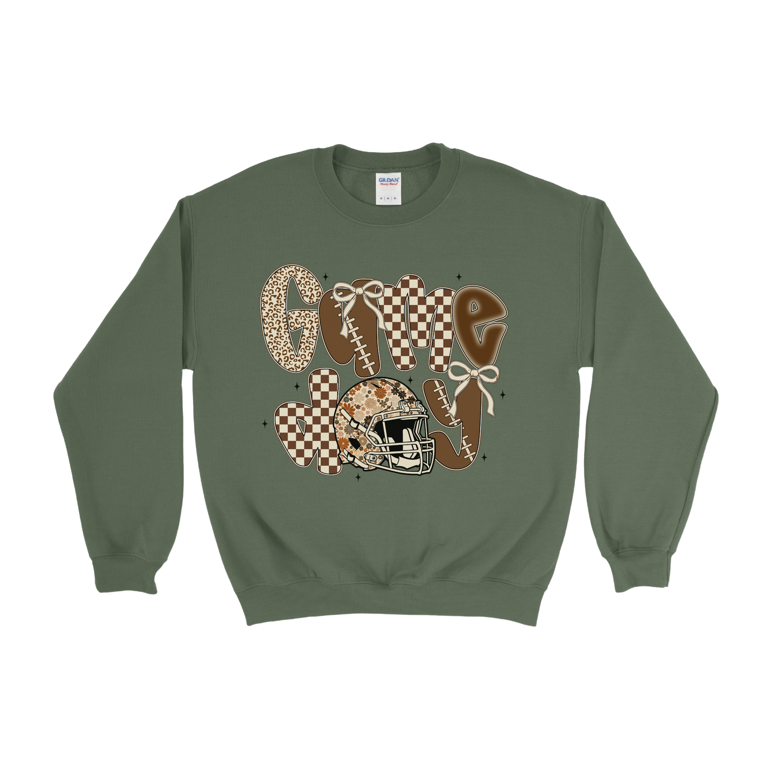 Checkered Bow Football Game Day Crewneck