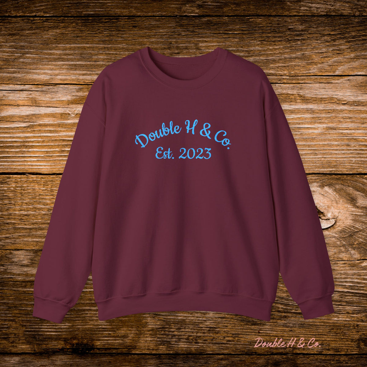 Double H & Co. Embroidered Crewneck - Turquoise