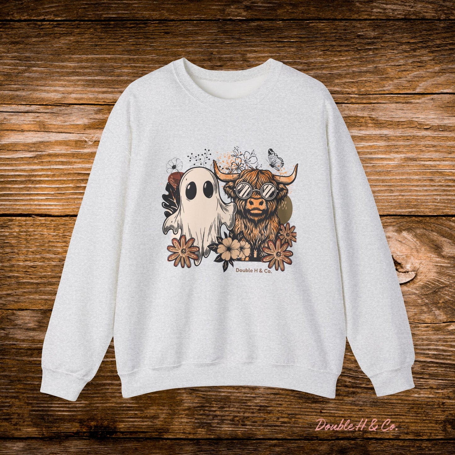 Floral Cow & Ghost Crewneck