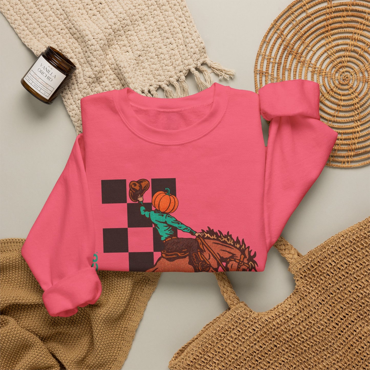 Pumpkin Bucking Horse Crewneck