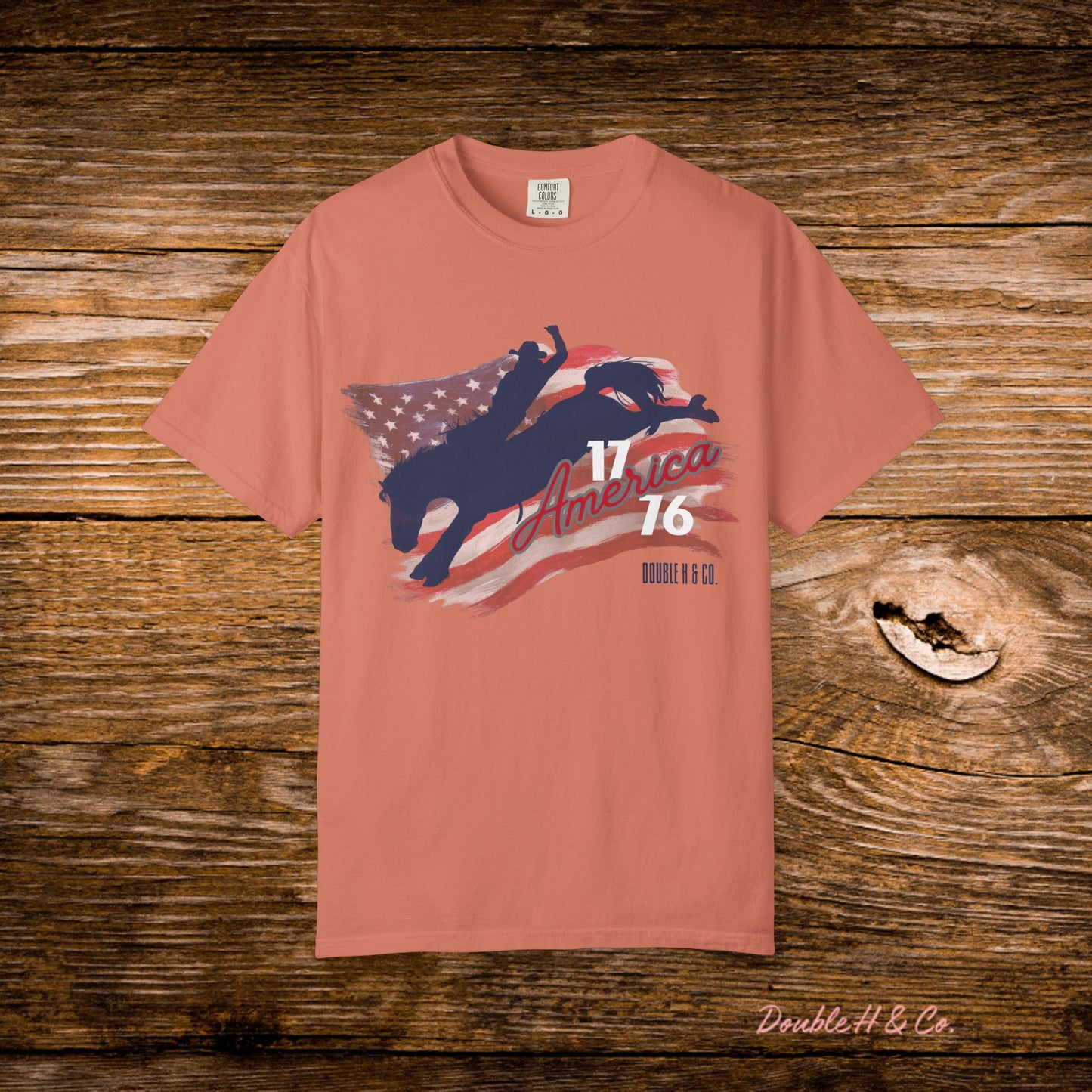 American Flag Bucking Horse Graphic Tee