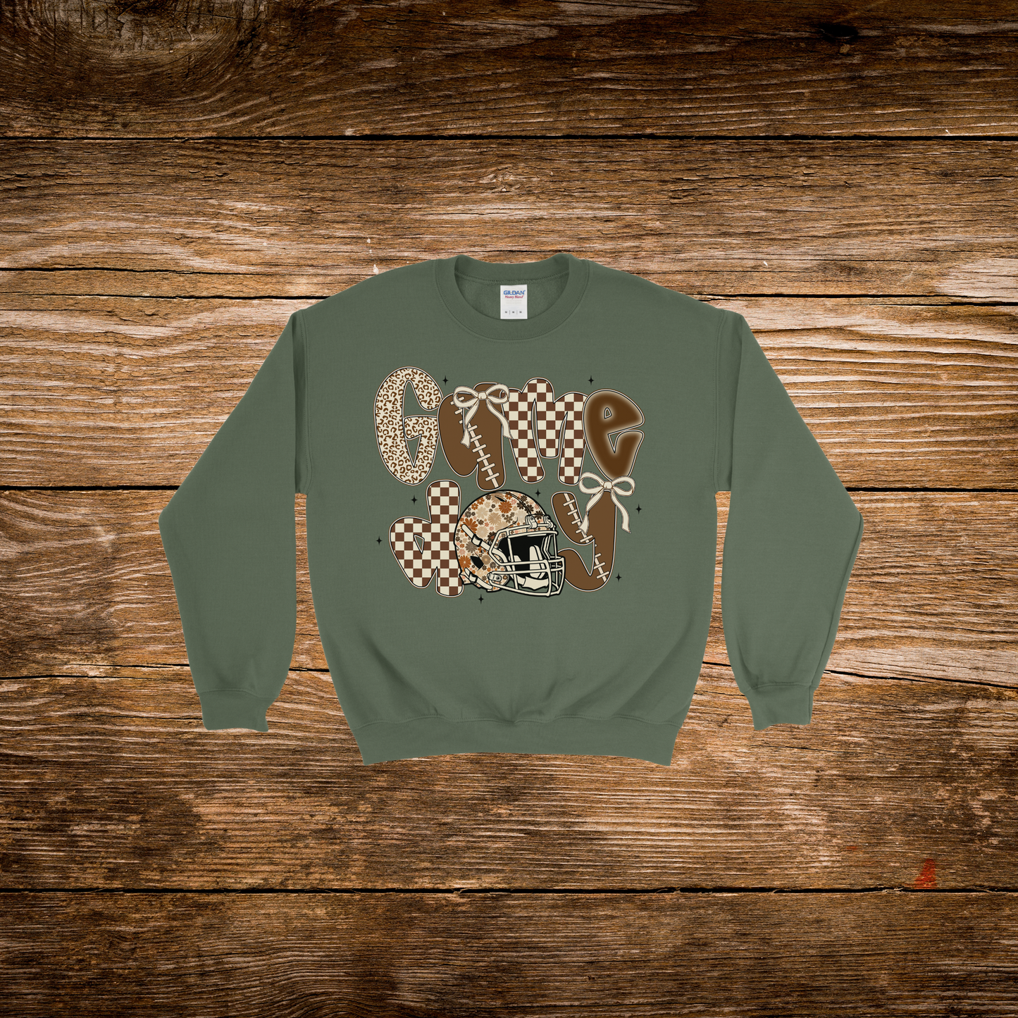 Checkered Bow Football Game Day Crewneck