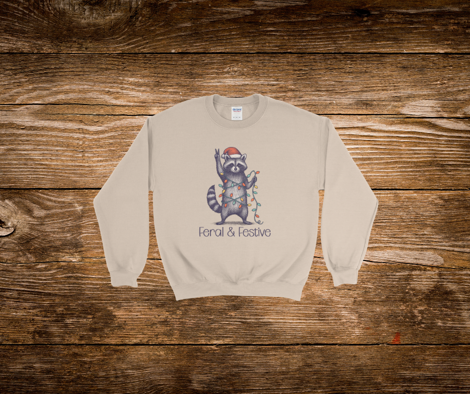 Feral & Festive Raccoon Crewneck