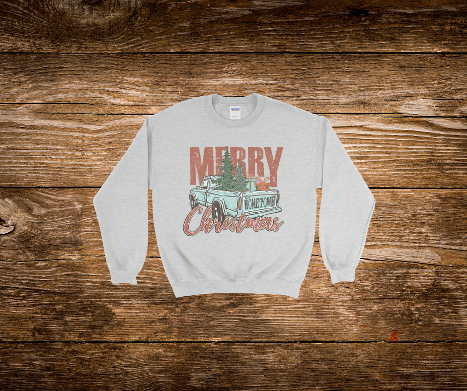 Rustic Merry Christmas Truck Crewneck