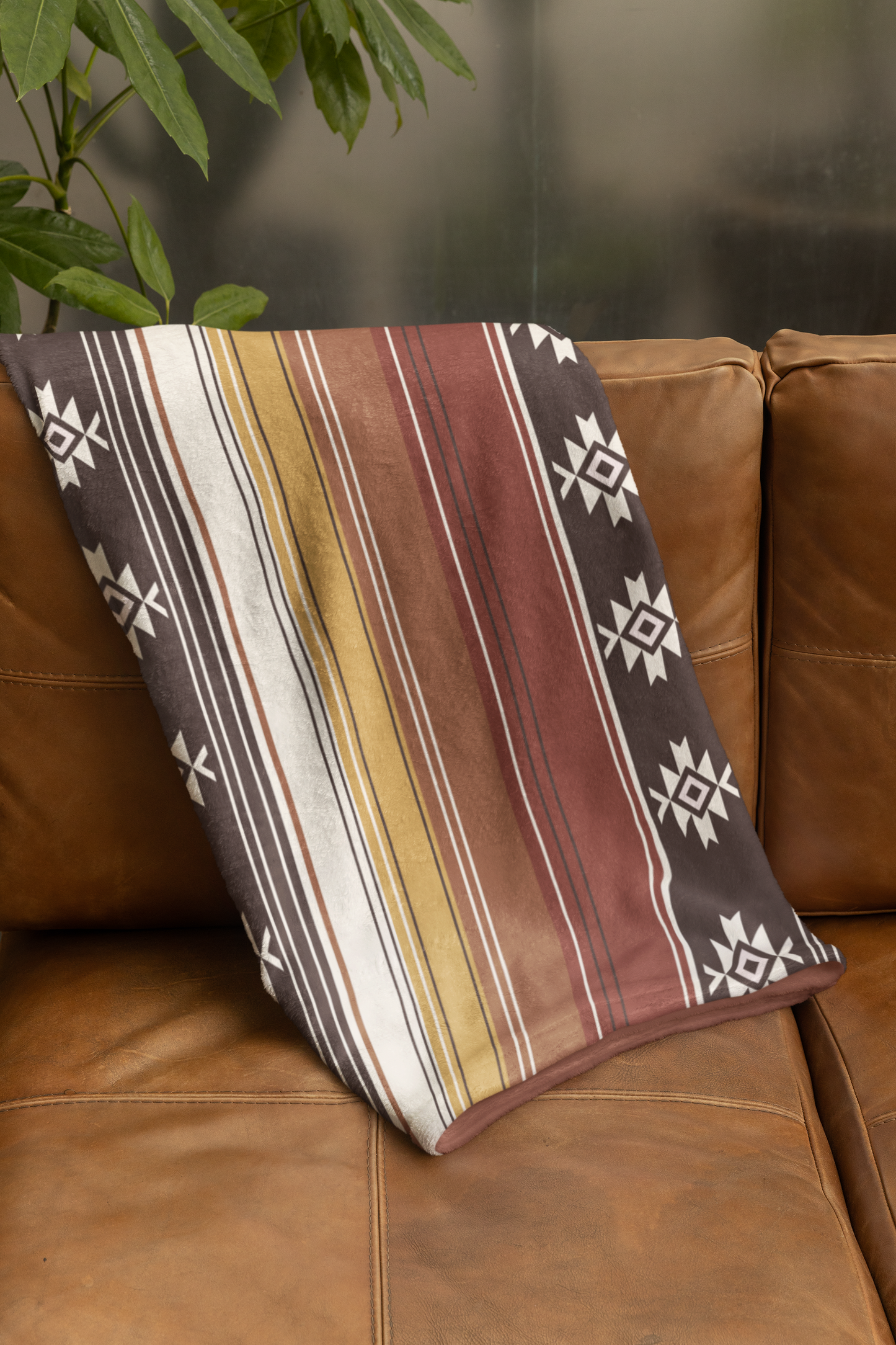 Southwestern Stripe Velveteen Blanket — Cozy Microfiber Throw