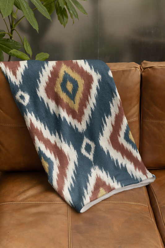 Southwestern Diamond Velveteen Blanket — Two-Sided Microfiber Throw