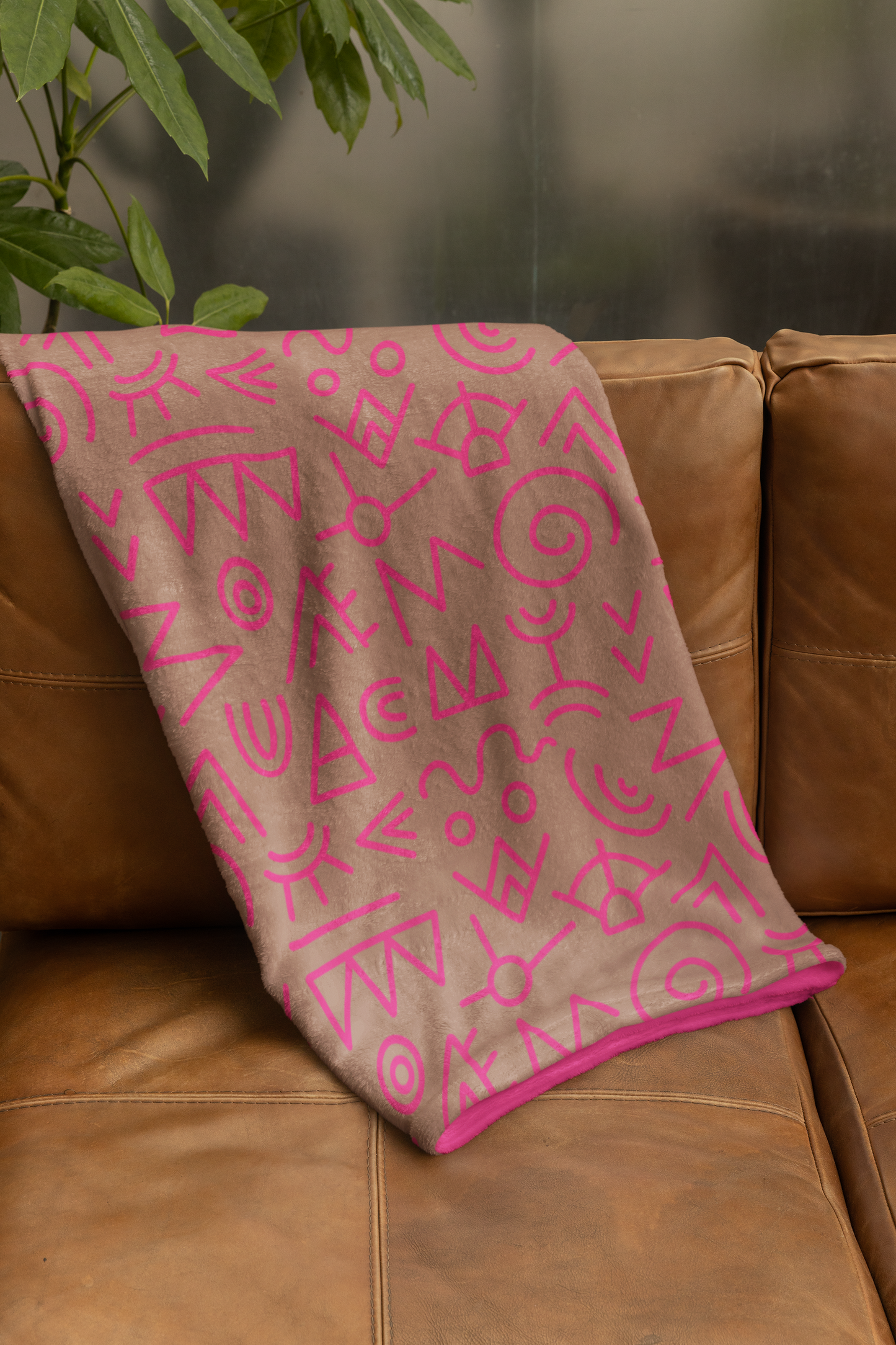 Pink Brand Pattern Velveteen Blanket — Reversible Microfiber Throw