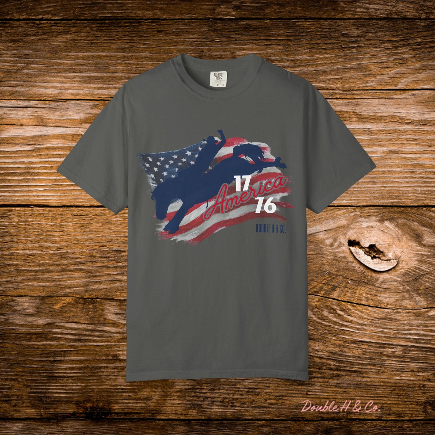 American Flag Bucking Horse Graphic Tee