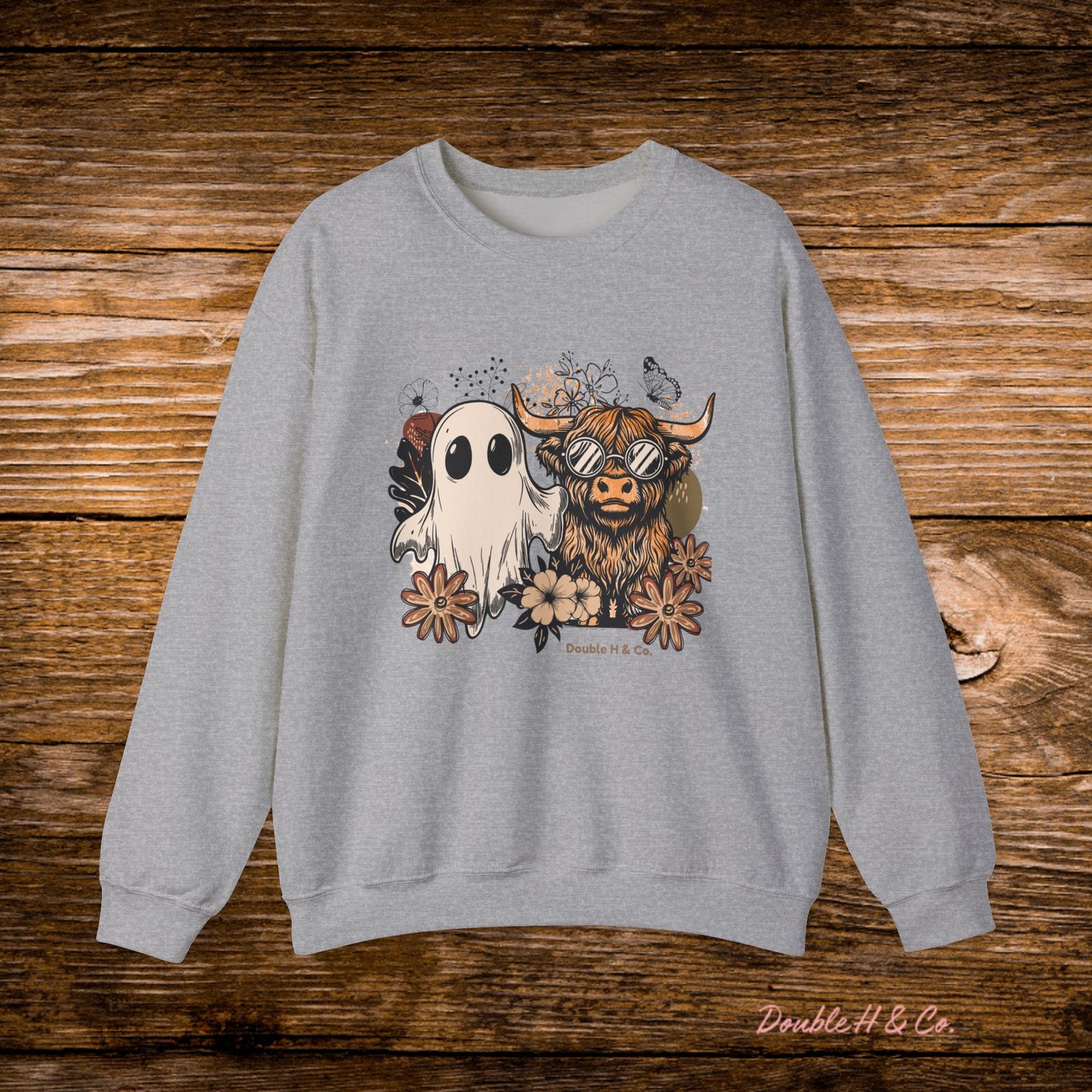 Floral Cow & Ghost Crewneck
