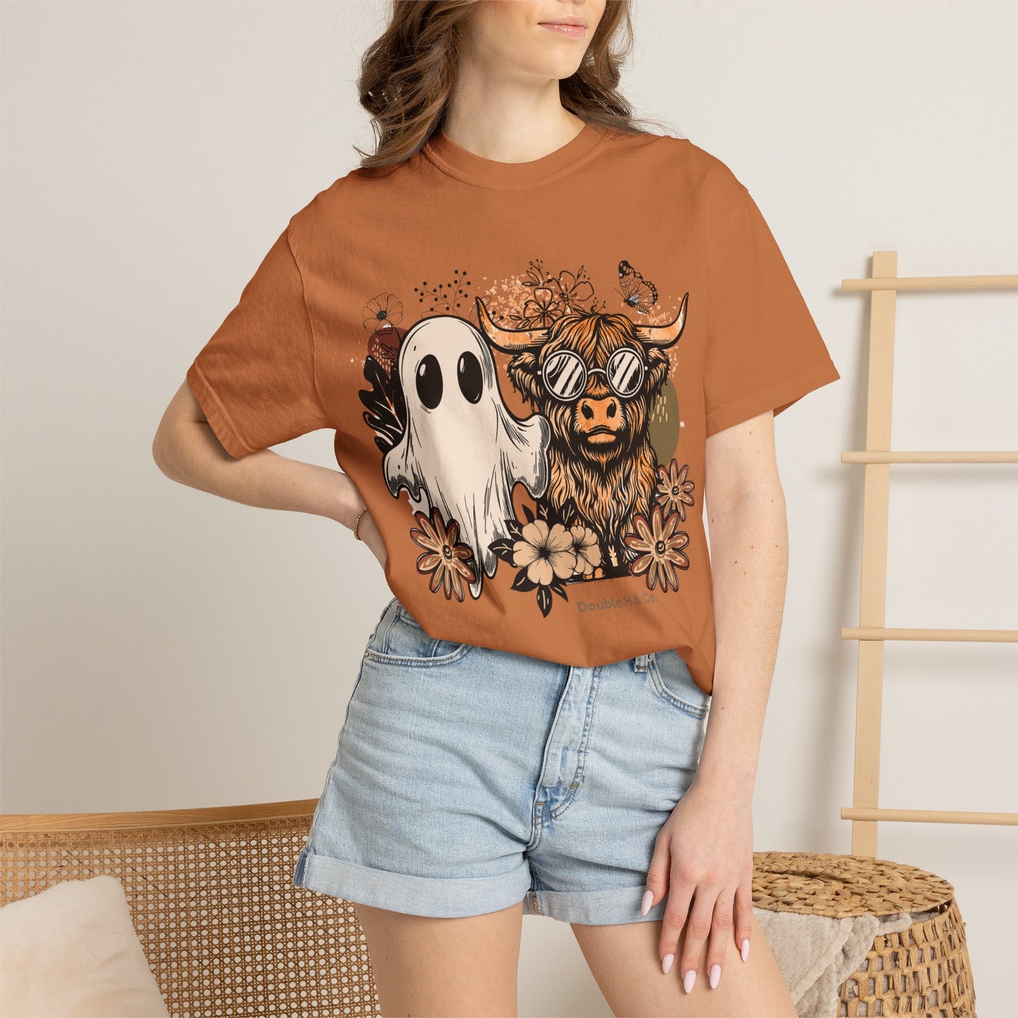 Floral Cow & Ghost Tee