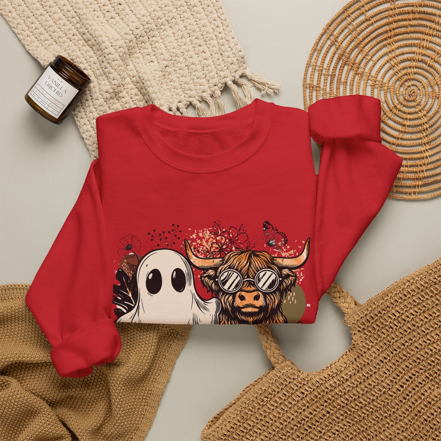 Floral Cow & Ghost Crewneck