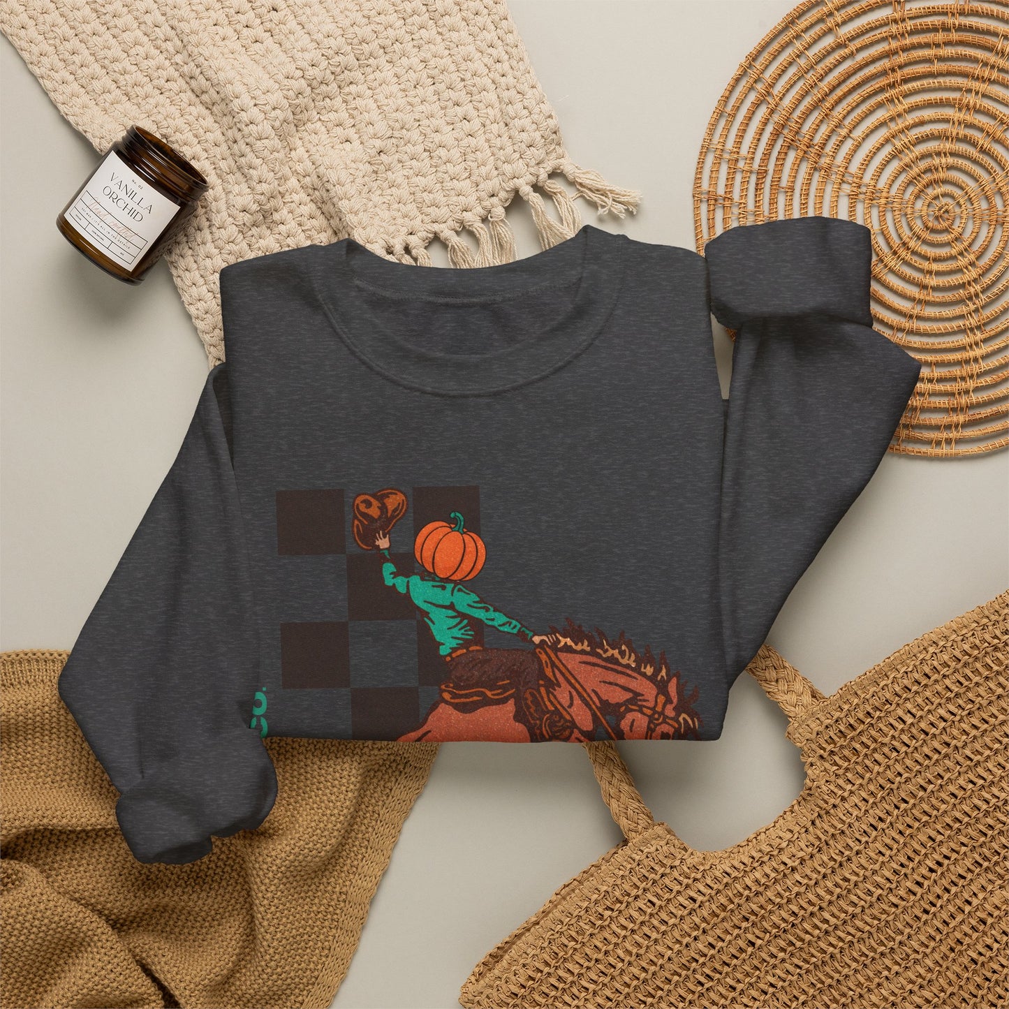 Pumpkin Bucking Horse Crewneck