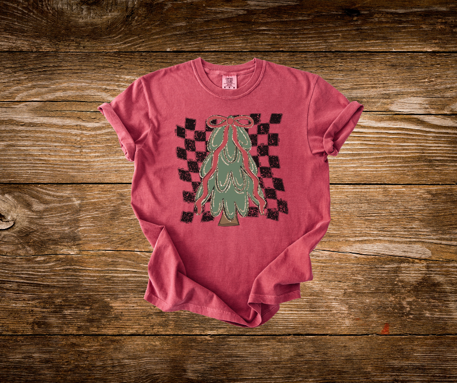 Checkered Christmas Tree Tee