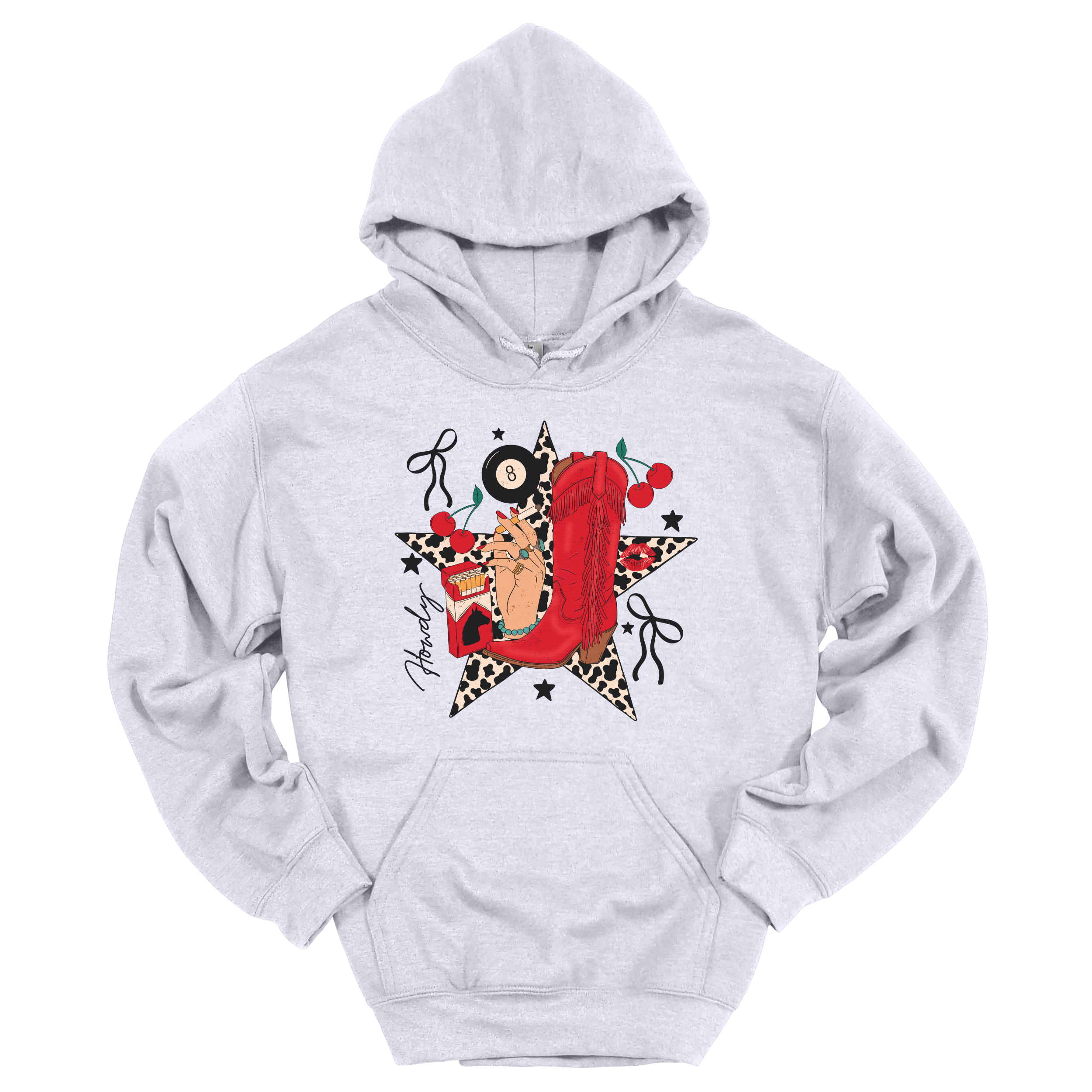 Red Cowboy Boot Bow Cheetah Hoodie