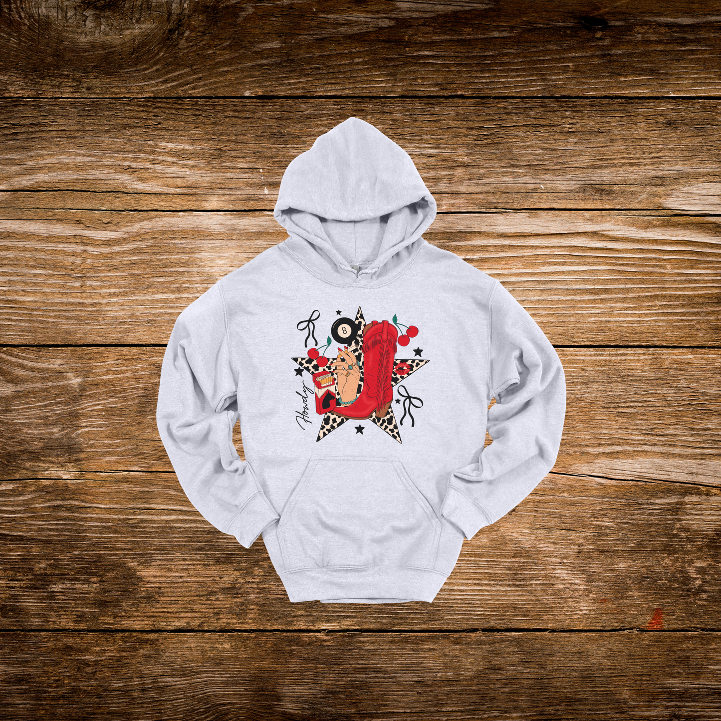 Red Cowboy Boot Bow Cheetah Hoodie