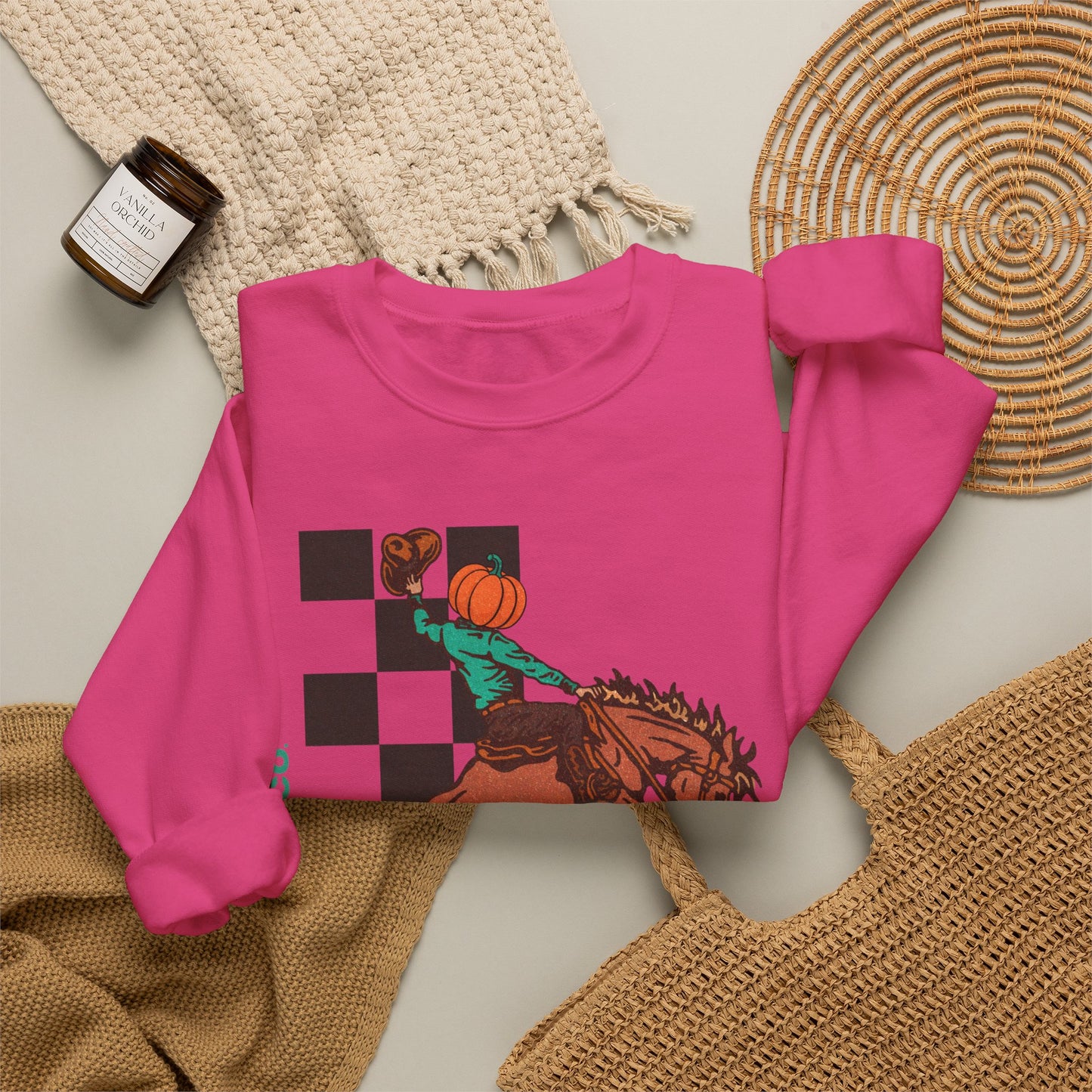 Pumpkin Bucking Horse Crewneck
