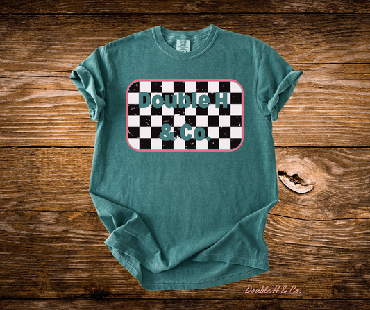 Checkers & Green Double H & Co. Tee