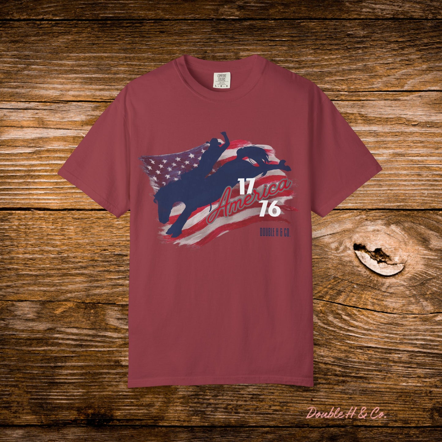 American Flag Bucking Horse Graphic Tee