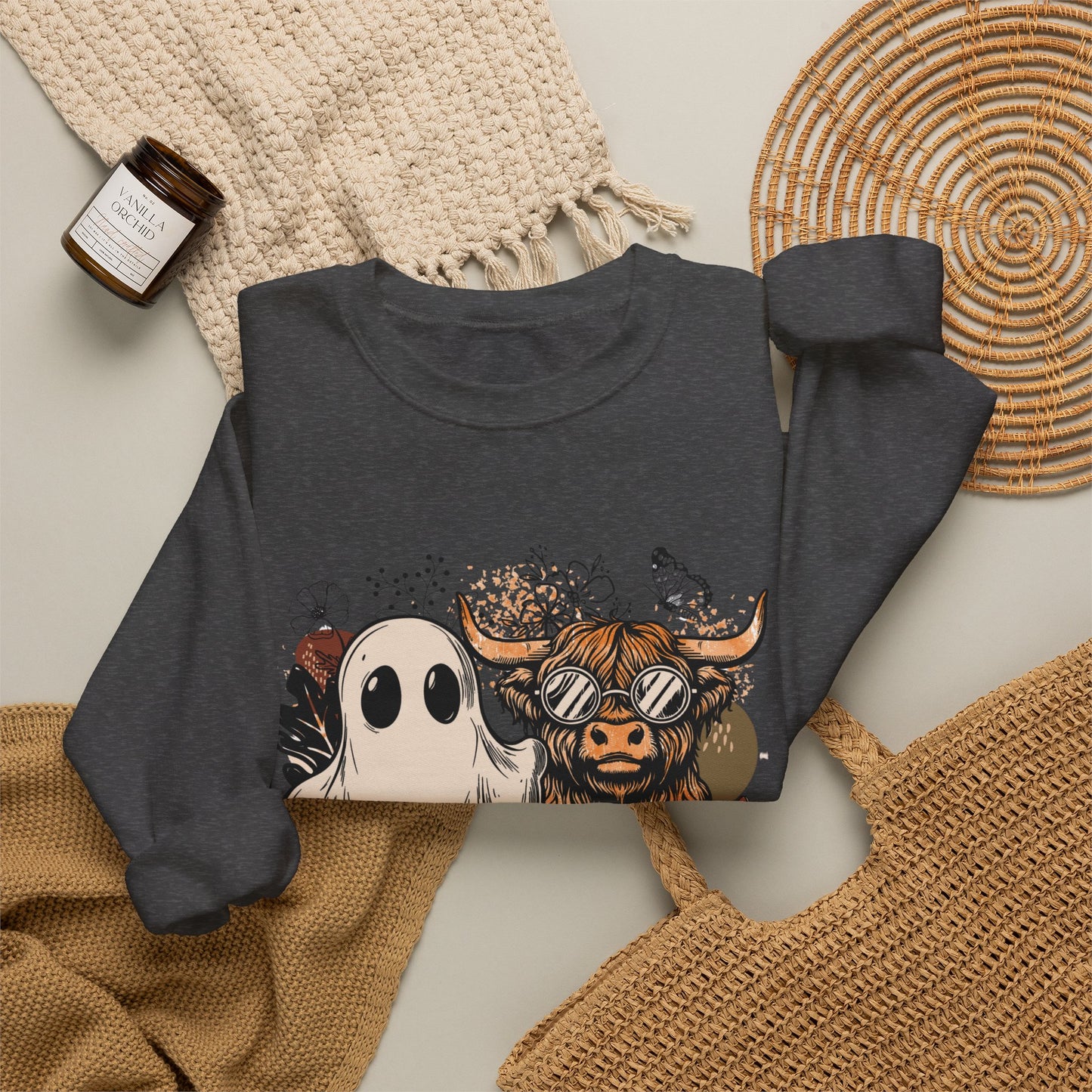 Floral Cow & Ghost Crewneck