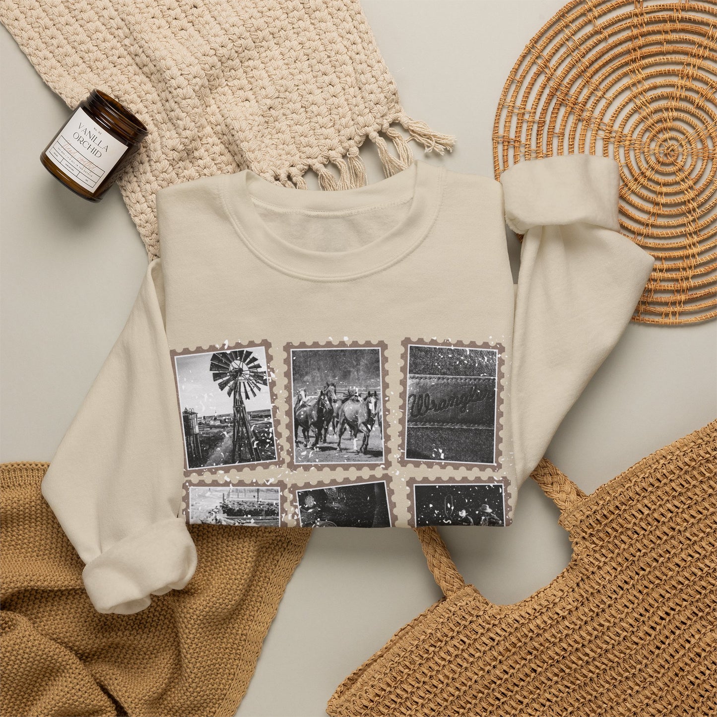 Rustic Postage Stamp Crewneck