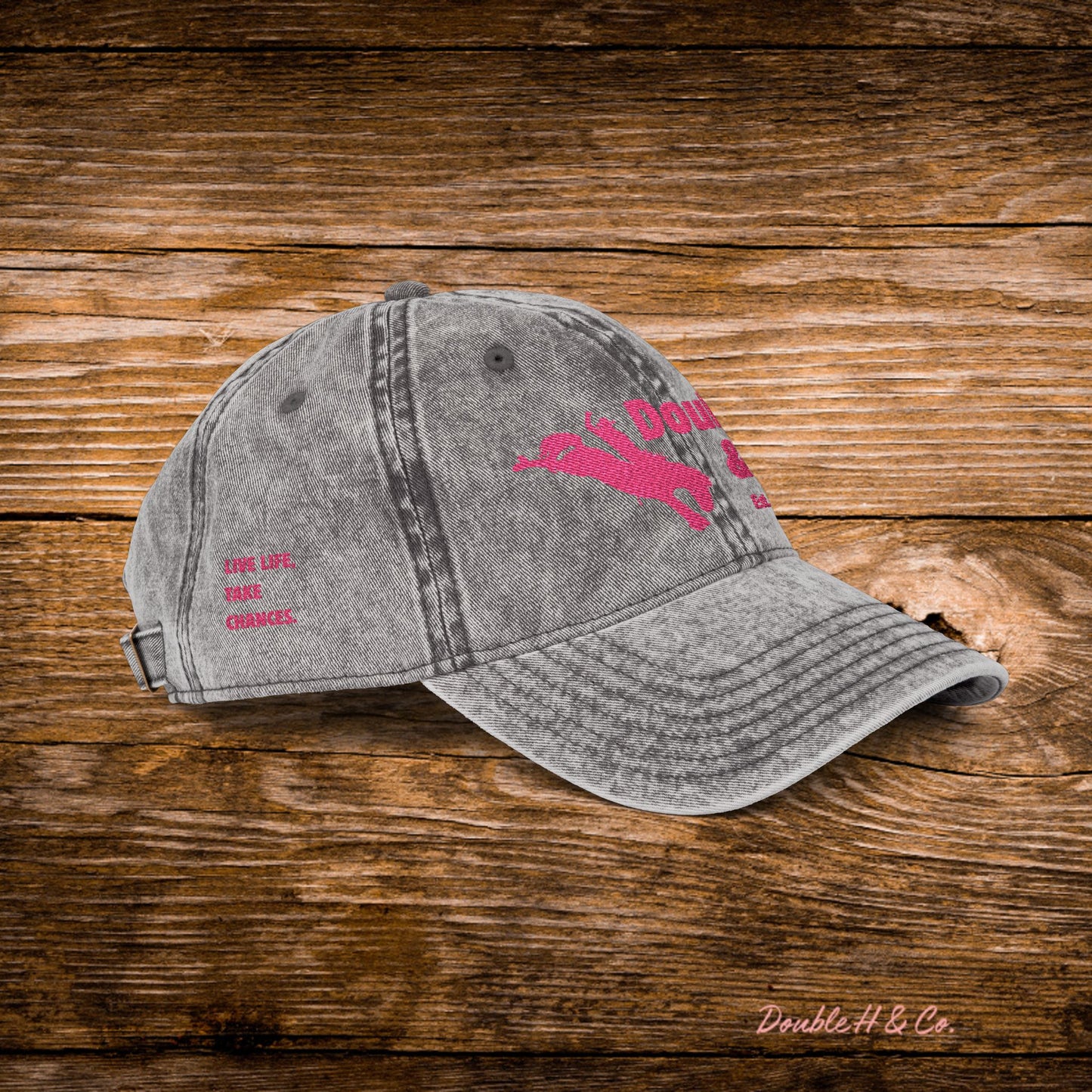 Vintage Embroidered Baseball Cap – Pink Logo