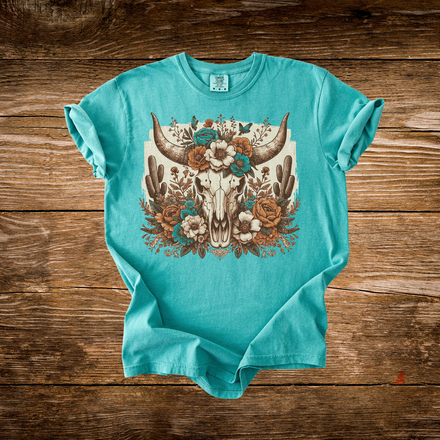 Floral Cow Skull Tee