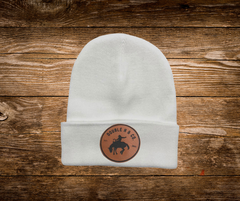 Winter Beanie Leather Logo Patch Hats